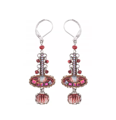 Ayalabar Red Roses Leverback Hook Cherry Earrings The Vault