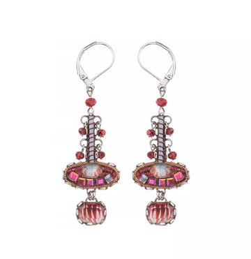 Ayalabar Red Roses Leverback Hook Cherry Earrings