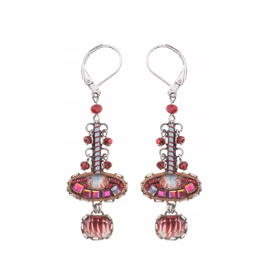 Ayalabar Red Roses Leverback Hook Cherry Earrings