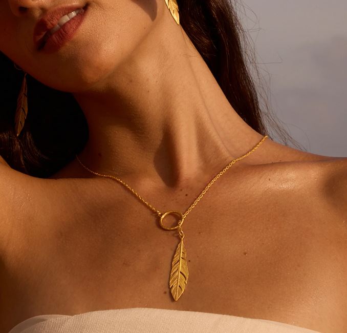 Satya Spiritual Messenger Feather Lariat Necklace