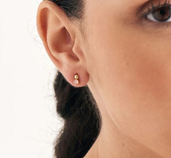 Ania Haie Gold Rose Quartz Orb Stud Earrings