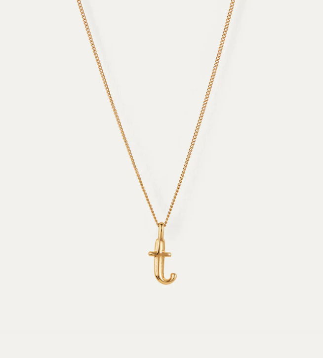 Jenny Bird Small Gold Monogram T Necklace