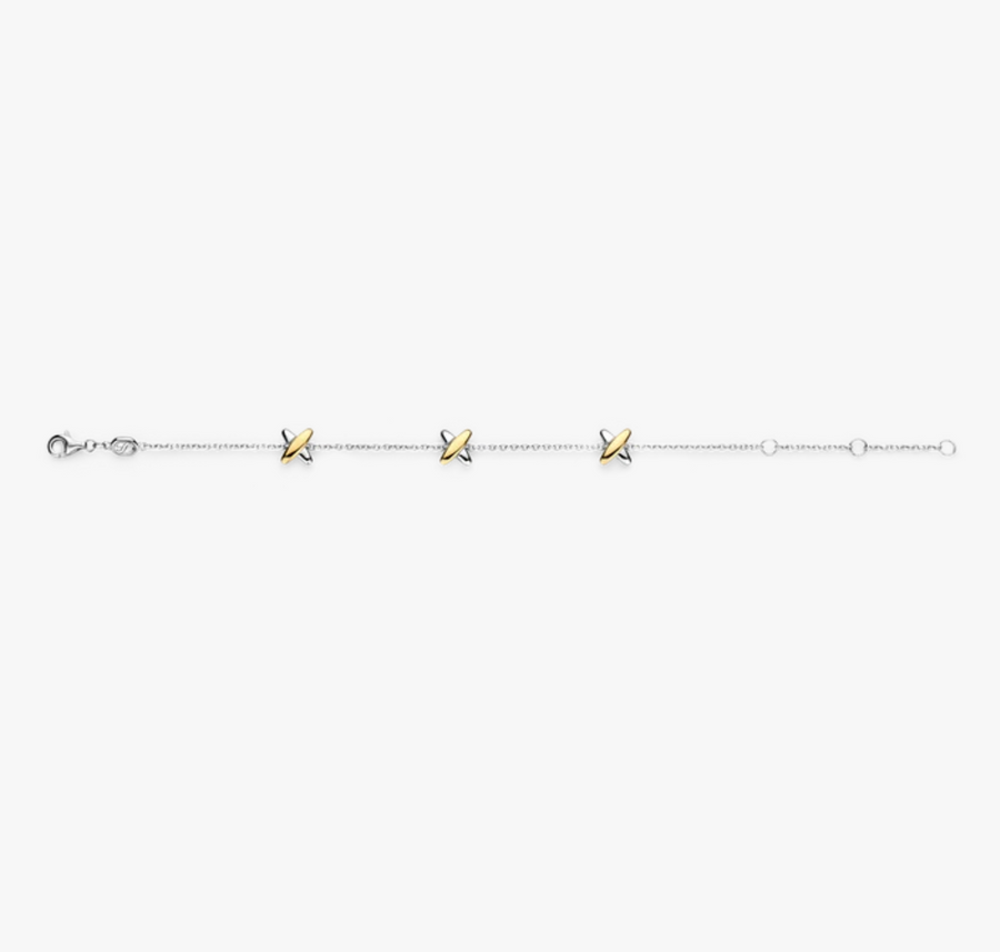 Ti Sento Two Tone Kisses Charm Bracelet