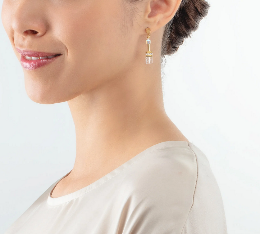 Coeur De Lion GEOCUBE® White and Gold Earrings