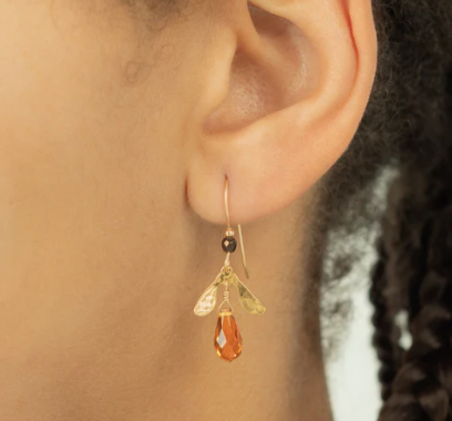 Holly Yashi Brilliant Amber Sorrel Drop Earrings