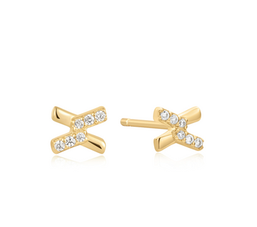 Ania Haie Gold Cross Cubic Zirconia Studs