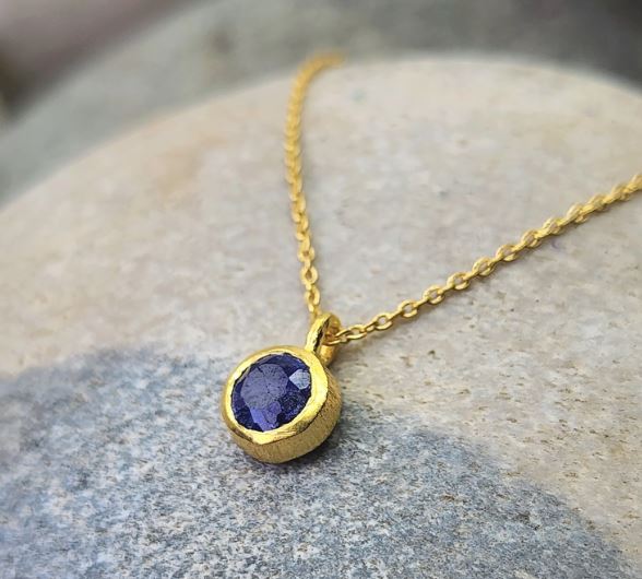 Heart And Lotus Gold September Birthstone Necklace