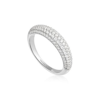 Ania Haie Silver Pave Dome Ring Size 7