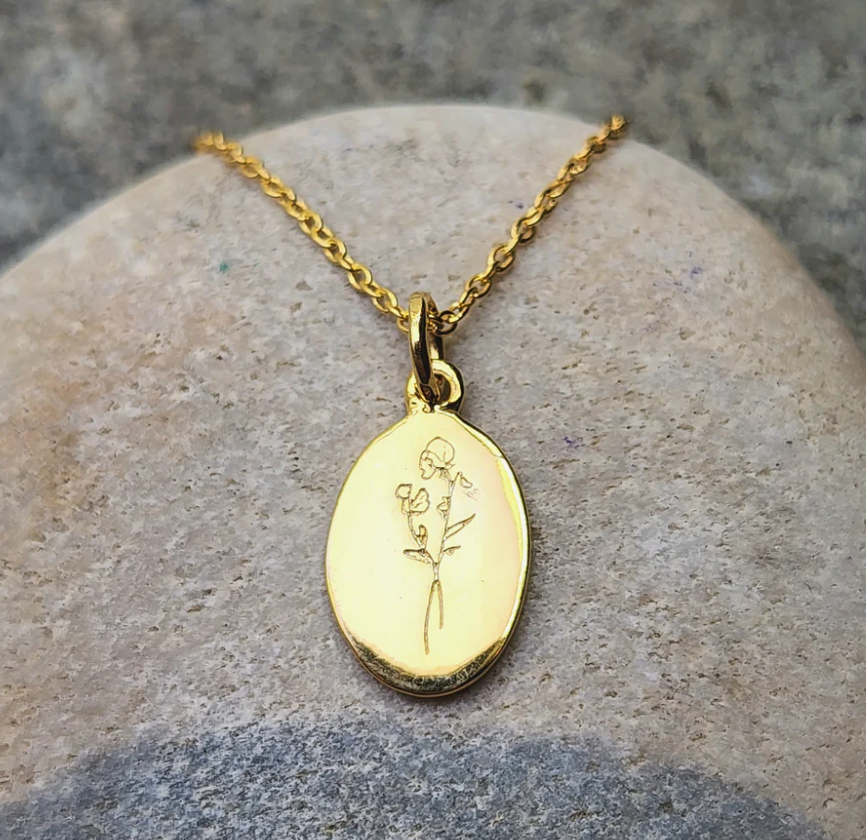 Heart And Lotus Gold Morning Glory September Birth Flower Necklace