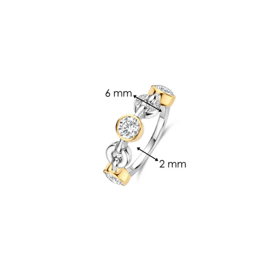 Ti Sento Two Tone Pavé Circle Chain Ring Size 6