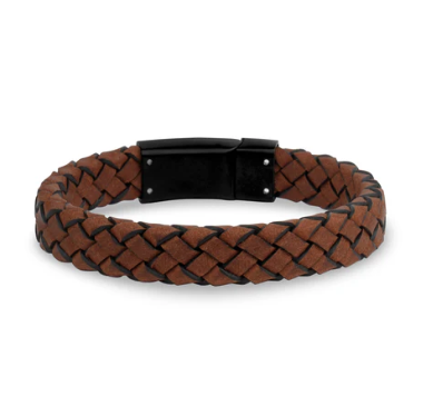 ARZ Steel Tan Woven Leather 12mm Bracelet 8