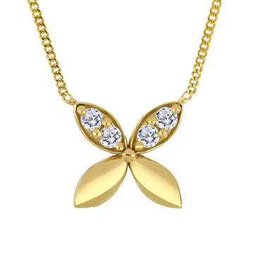 The Vault 10k Yellow Gold 0.08ctw Lab Diamond Florette Necklace