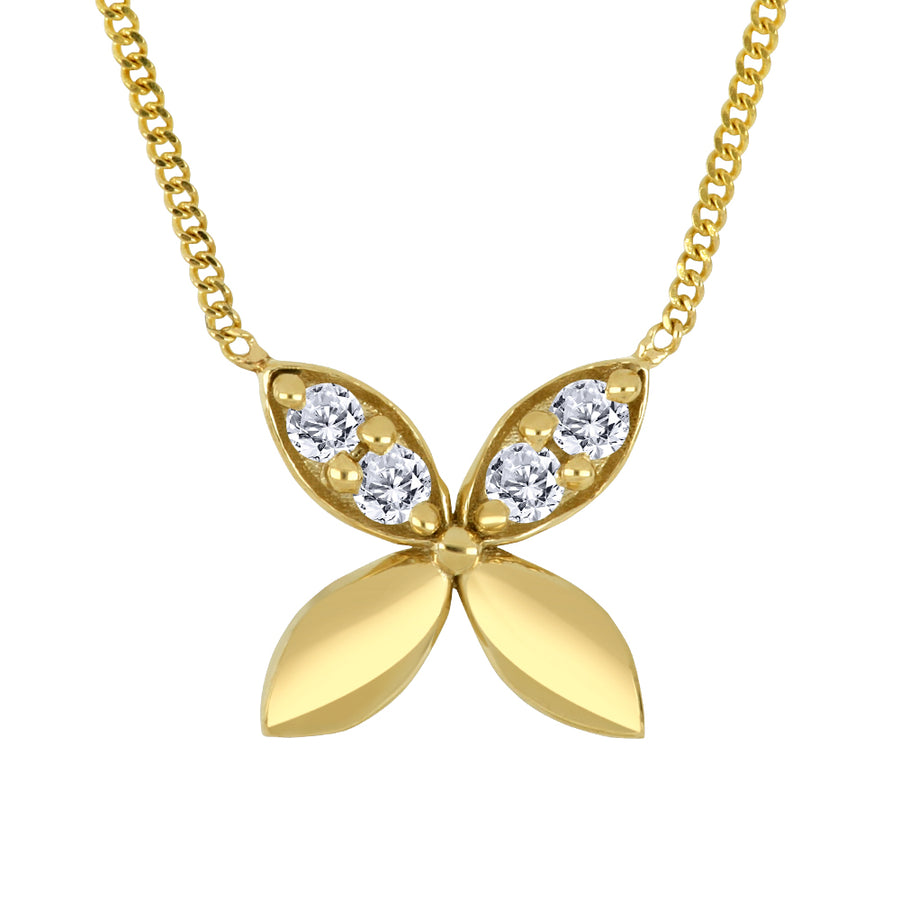 The Vault 10k Yellow Gold 0.08ctw Lab Diamond Florette Necklace