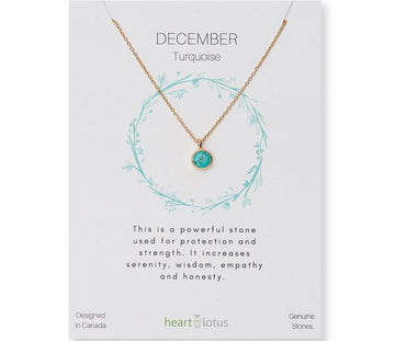 Heart And Lotus Gold December Birthstone Necklace