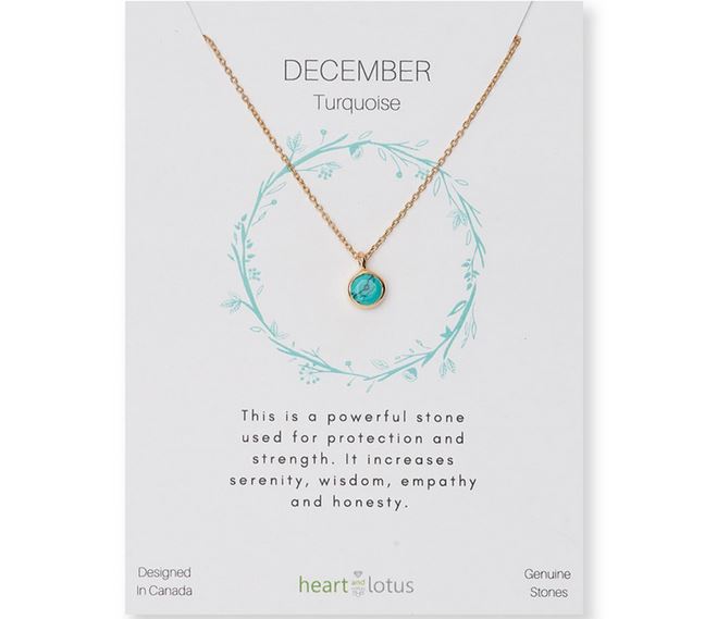 Heart And Lotus Gold December Birthstone Necklace
