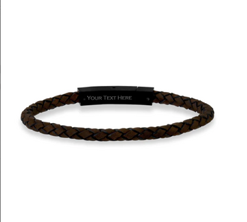 ARZ Steel 4mm Brown Leather Black Clasp Bracelet 9