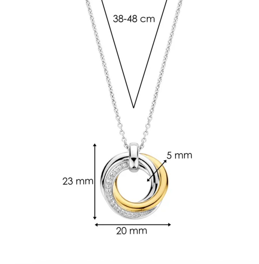 Ti Sento Two Tone Pavé Interplay Pendant Necklace