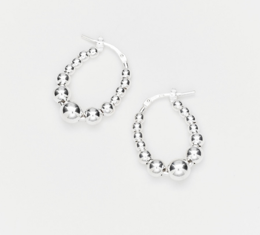 Marseile Sterling Silver 25mm Oval Graduated Bead Hoops