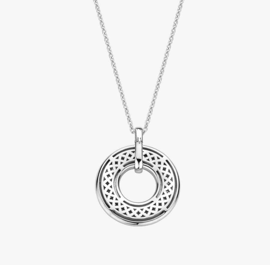 Ti Sento Two Tone Pavé Textured Pendant