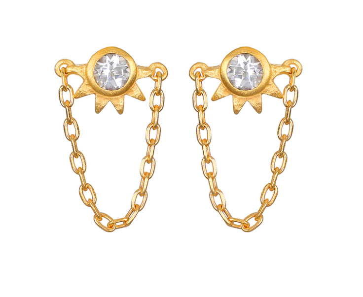 Satya White Topaz Sun Drape Studs