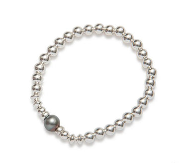 Beblue Silver 'Be An Empress' Black Pearl Bracelet