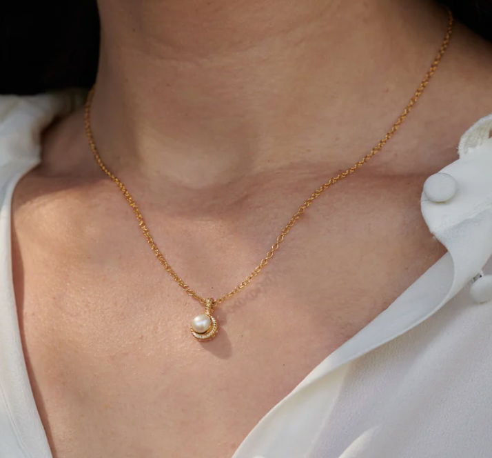 Anna Beck Gold Pearl Bezel Necklace