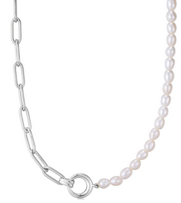 Ania Haie Silver Pearl Chunky Chain Necklace