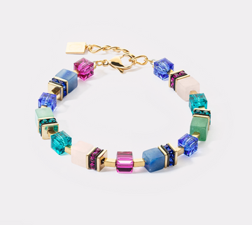 Coeur De Lion GeoCUBE Gold-Multicolour Precious Statement Bracelet