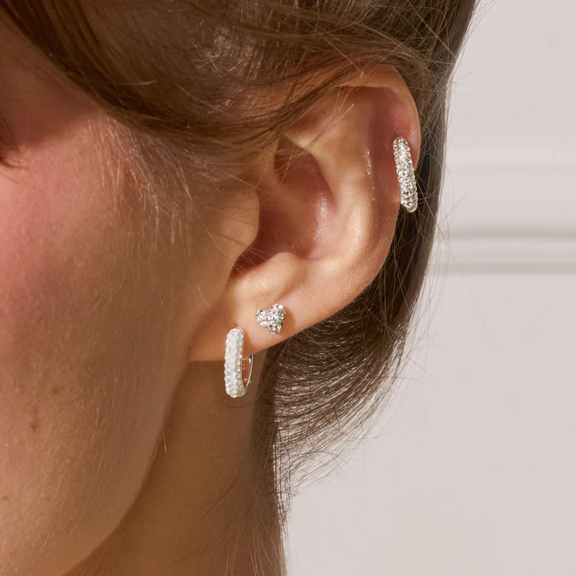 Hillberg And Berk Mini Soft Gold Sparkle Heart Studs