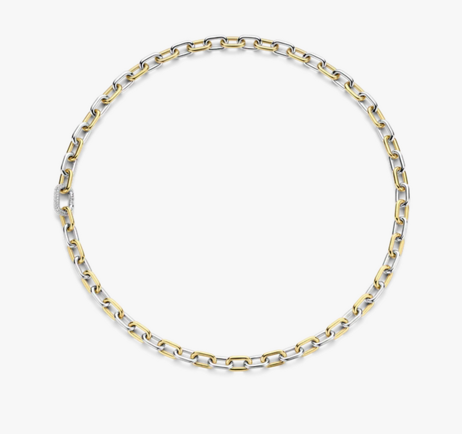 Ti Sento Two Tone CZ Chunky Chain Necklace