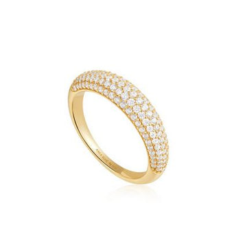 Ania Haie Gold Pave Dome Ring Size 6