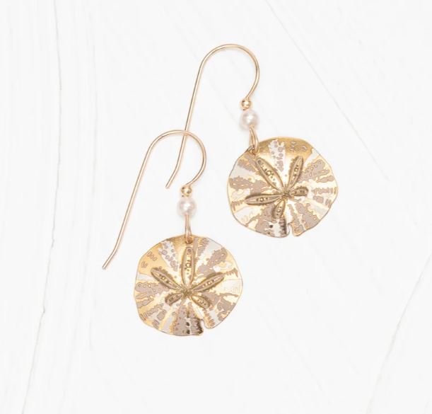 Holly Yashi Gold Sandra Sand Dollar Earrings