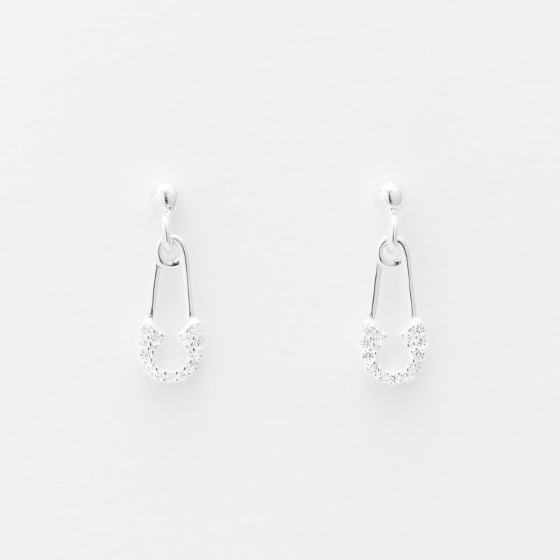 Marseille Sterling Silver Small Saftey Pin Drop Earrings