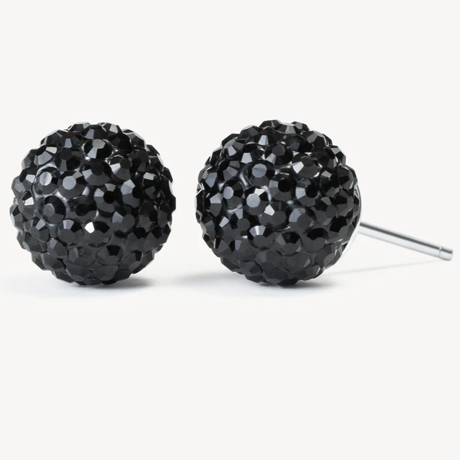Hillberg And Berk Medium Black Sparkle Ball Studs