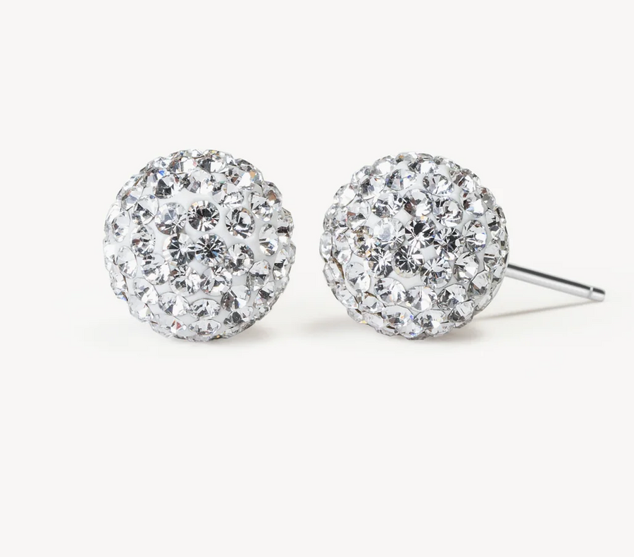 Hillberg And Berk Medium White Sparkle Studs