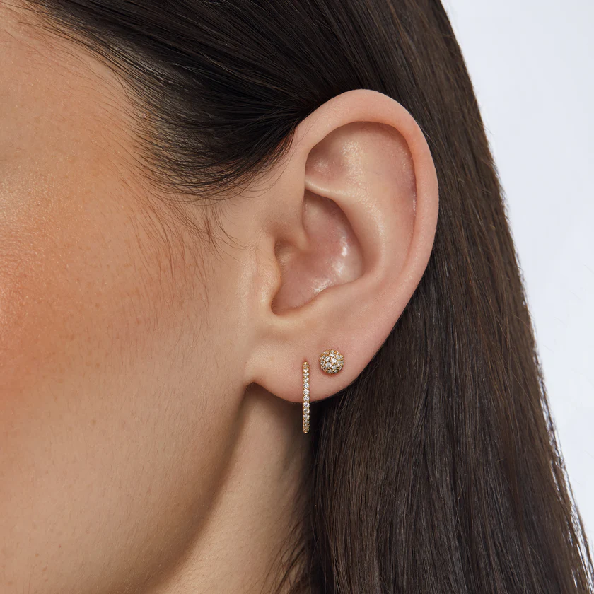 Hillberg And Berk Mini Gold Pave Studs