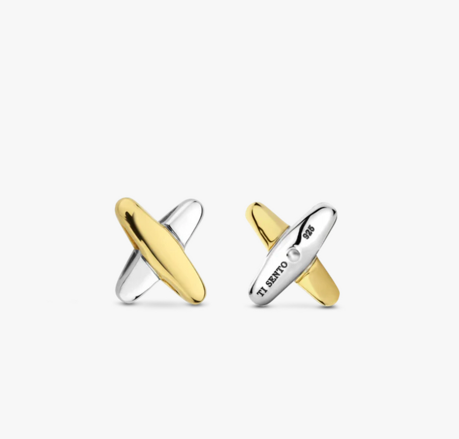 Ti Sento Two Tone Striking X Studs