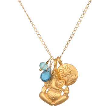 Satya Ganesh Lotus Blue Topaz Necklace