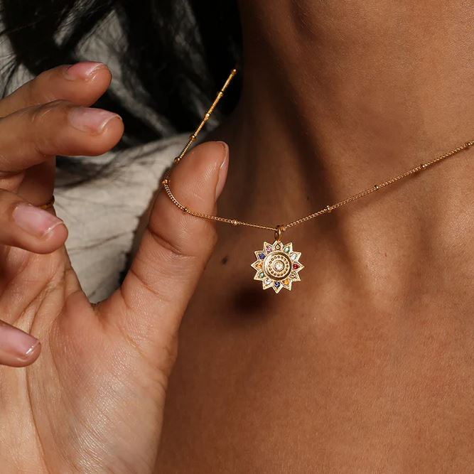Satya Multi Gem Lotus Necklace