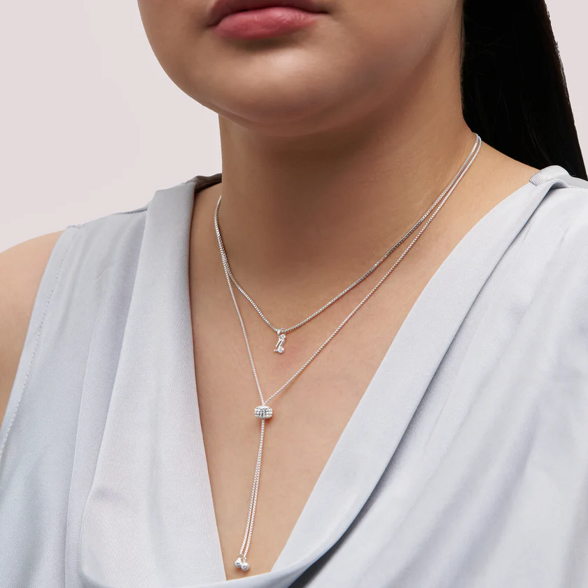 Hillberg And Berk Silver Bolo Tie Sparkle Necklace