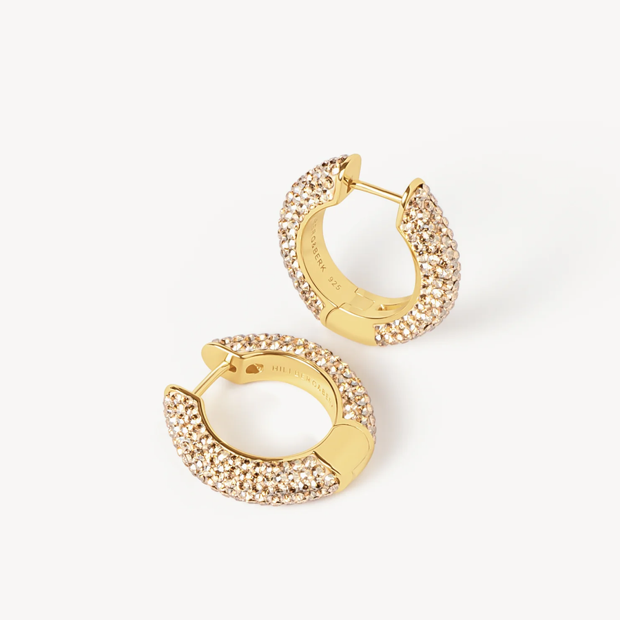 Hillberg And Berk Soft Gold Medium Sparkle Hoops