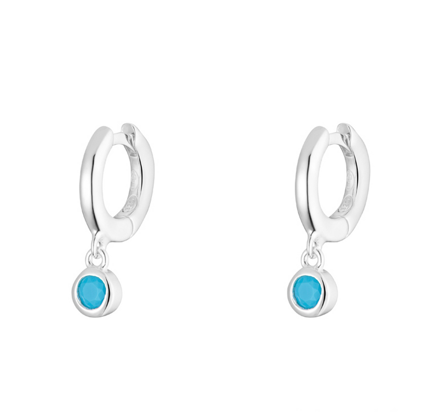 Marseille Sterlign Silver Turquoise Drop Huggies