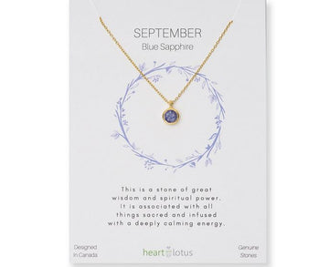 Heart And Lotus Gold September Birthstone Necklace