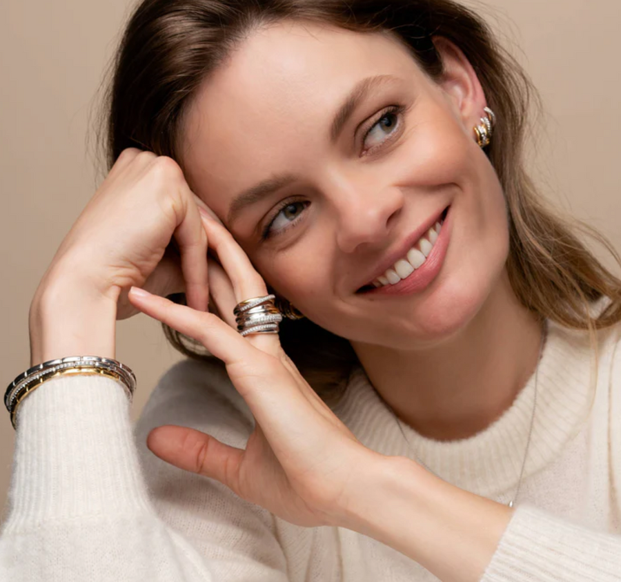 Ti Sento Gold and Pavé Hoop Earrings