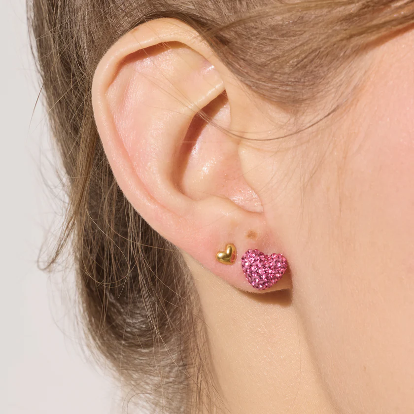 Hillberg And Berk Rose Heart Sparkle Studs