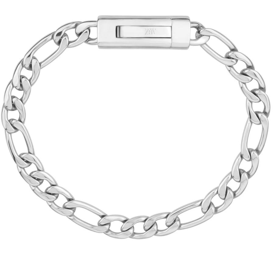 A.R.Z Steel 7mm Gold Figaro Link Bracelet 7.5 Inches