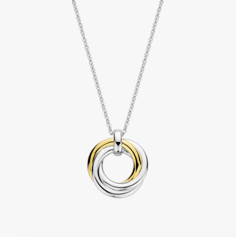 Ti Sento Two Tone Pavé Interplay Pendant Necklace