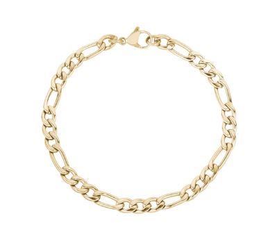ARZ Steel Gold 5mm Figaro Link Bracelet 8.5