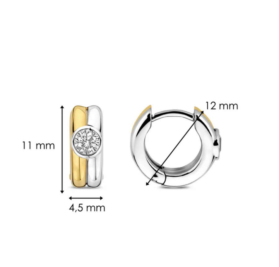 Ti Sento Two Tone CZ Interconnect Huggies