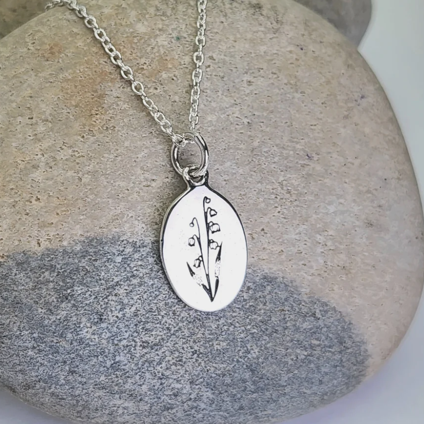 Heart And Lotus Silver Lily May Birthflower Necklace